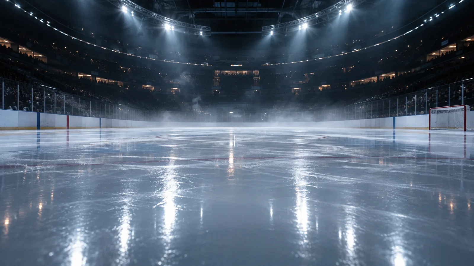 The empty rink with fresh ice before a session