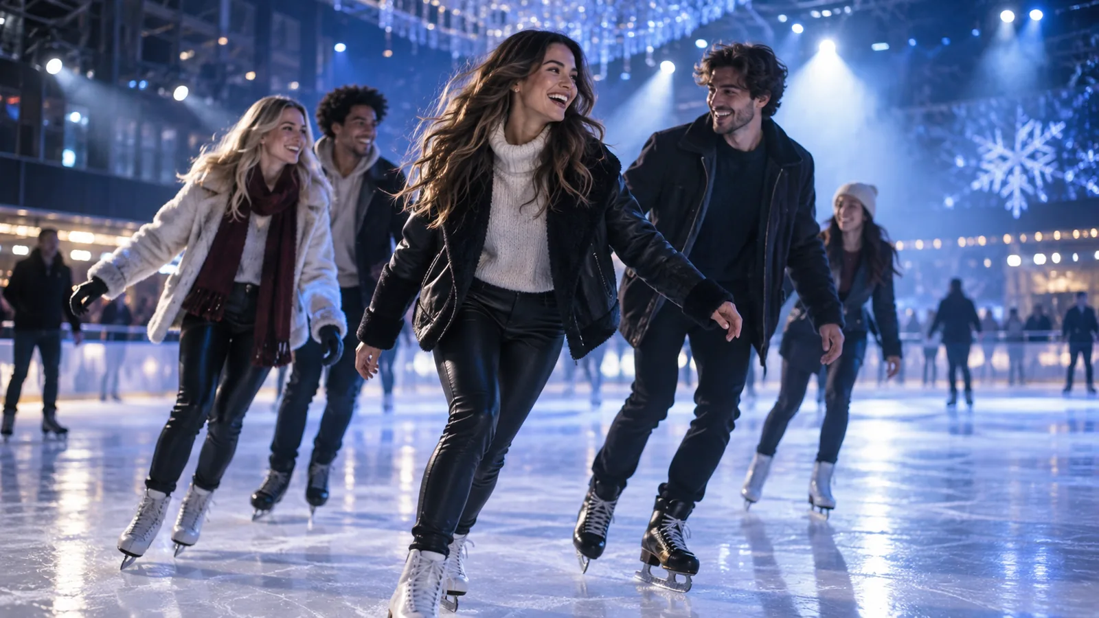The rink lit up for winter lights season